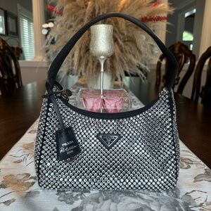 Prada authentic Satin mini-bag with crystals